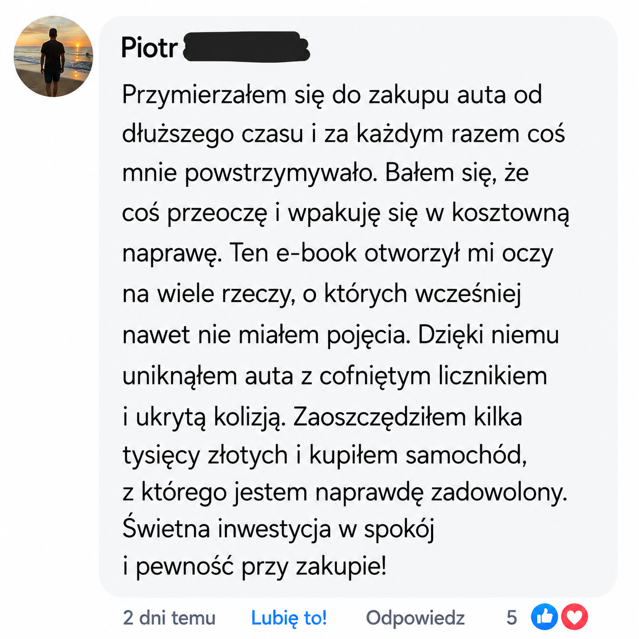 Opinia Piotra o poradniku Jak kupić używane auto